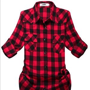 Buffalo plaid tunic long flannel shirt
